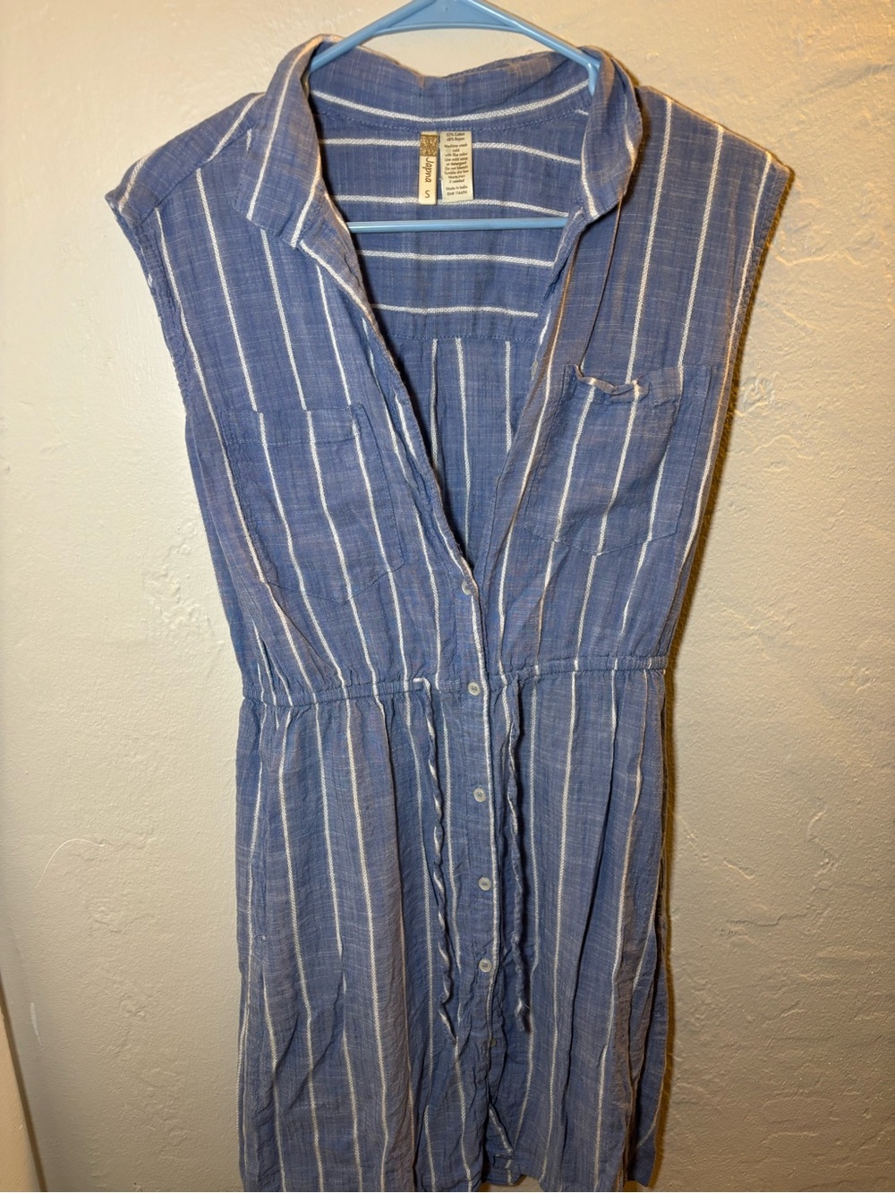 Striped Blue Button-Front Women’s Dress